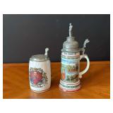German Beer Steins With Pewter Lids