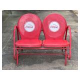 Red Coca-Cola Metal Double Glider Bench