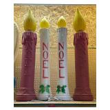 Four Lighted Plastic Noel Candles