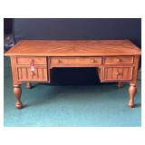 Rectangular Wood Desk With Five Drawers