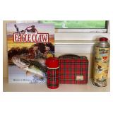 Plaid Lunch Box, Thermoses, Eagle Claw Sign