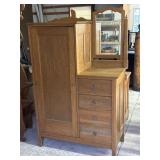 Oak Wardrobe With Drawers And Mirror