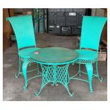 Green Wrought Iron Patio Bistro Set, 3 Pieces