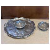 Arthur Court Pewter Lotus Tray And Bowls Set