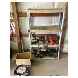 Shelving Unit With Assorted Power Tools And Fasteners