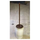 Stoneware Butter Churn With Wooden Dasher