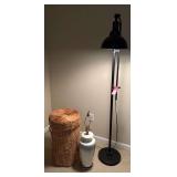 Black Floor Lamp, Wicker Basket, Table Lamp