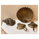 Jim Marvin Brass Shell Wall Sconces & Shell Set