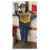 Vintage Coca-Cola Metal School Zone Crossing Guard Sign