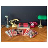 Desk Lamps, Rotary Phones, Microphone, Books, Time Magazines