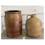Salt-Glazed Stoneware Jug & Crock