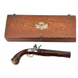 Early Flintlock .54 Black Powder Pistol with Custom Case