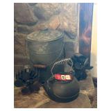 Cast Iron Pot, Heat Fans & Ash Bucket