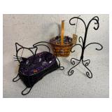 Longaberger Baskets with Wrought Iron Cat