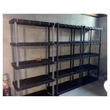 3 - black plastic shelving units