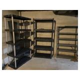 3 - shelving units (2 plastic, 1 metal)