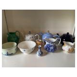 Assorted teapots and porcelain