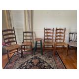 5 - wooden chairs and stool