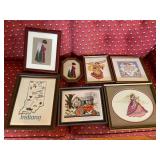 7 - framed cross stitch pieces