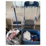 Step stools and paint supplies