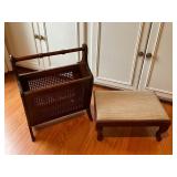 Vintage magazine rack and stool