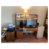 Student deskDesk, cart, filing cabinet