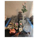 Assorted glass decor, collectibles, and glassware