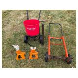 Dollie, spreader, jacks, and bike pump