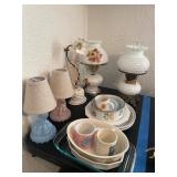Antique lamps and kitchenware
