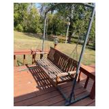 Wooden swing with steel frame