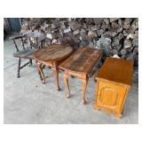 3 - wood tables and wooden chair