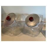 2 - vintage glass cookie jars