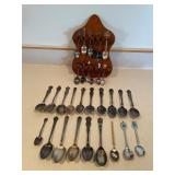 31 - antique/collectible spoons with display