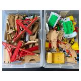 2 - toy train sets (wood and Fisher-Price)