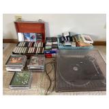 Record player, cassettes, and CD
