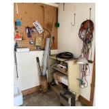 Lighting, cords, and assorted items
