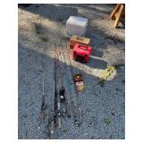 Fishishing poles, cooler, tackel box