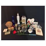 Avon decanters, misc home decor