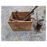 Vintage wooden box and tools