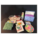 Napkins, table cloths, cards