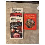 Assorted pillsbury and Betty Crocker cookbooks