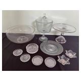 Assorted clear glassware