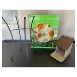 Birdhouse and birdbath