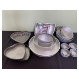 Large lot of cake pans