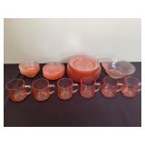 33 - pcs of pink depression glass