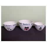 Set of 3 "Home Sweet Home" bowls