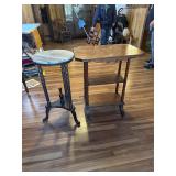 Wood table, Marble top plant stand