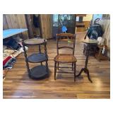 Flowers stand, vintage chair, 3 tiered stand