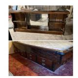 Queen bed with drawers, head board, mattress