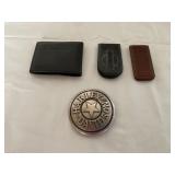 Harley davisions belt buckle, money clip, wallet